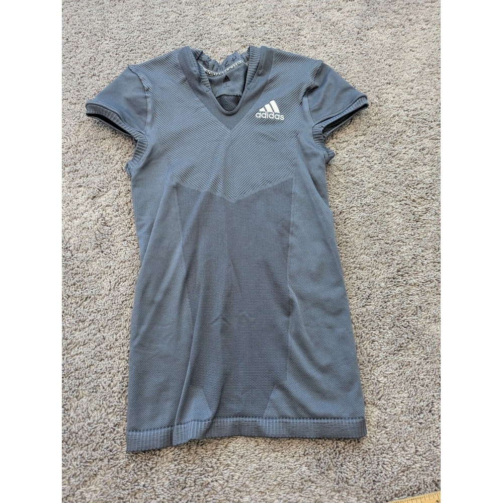 Adidas Football Jersey Mens Large Gray V-Neck Gray Athletic Sports Stretch